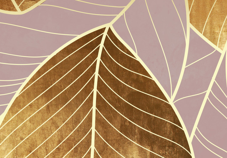 Canvas Art Print Violet Golden Pattern with leaves - Glamor style botanical theme 135692 additionalImage 4