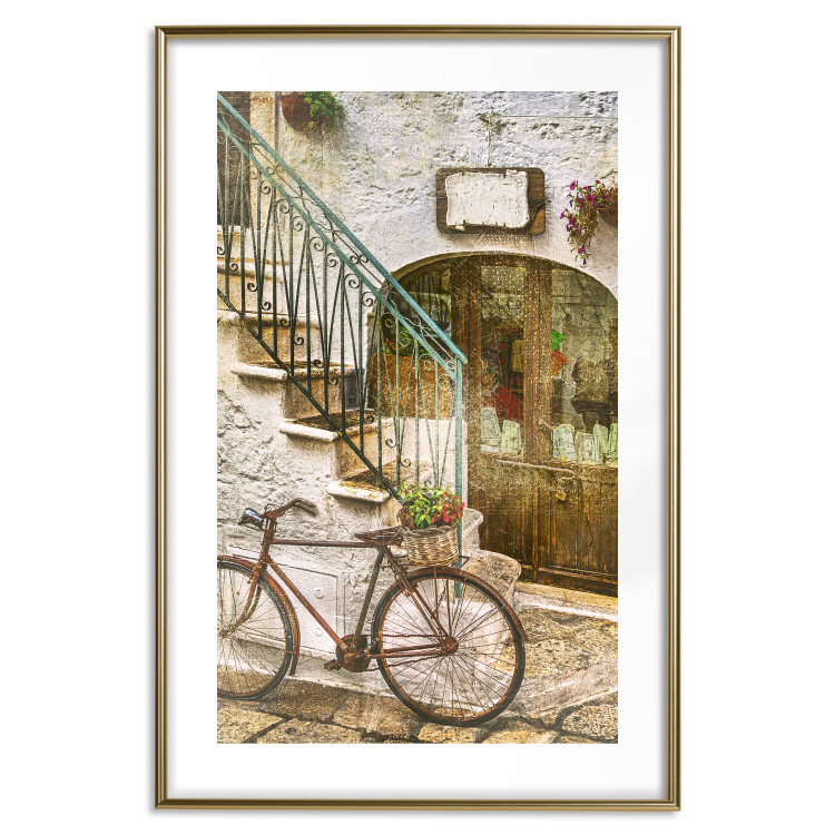 Poster Old Alley - rusty bicycle against the backdrop of Italian city architecture 135892 additionalImage 18