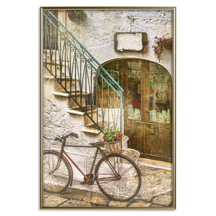 Poster Old Alley - rusty bicycle against the backdrop of Italian city architecture 135892 additionalImage 11