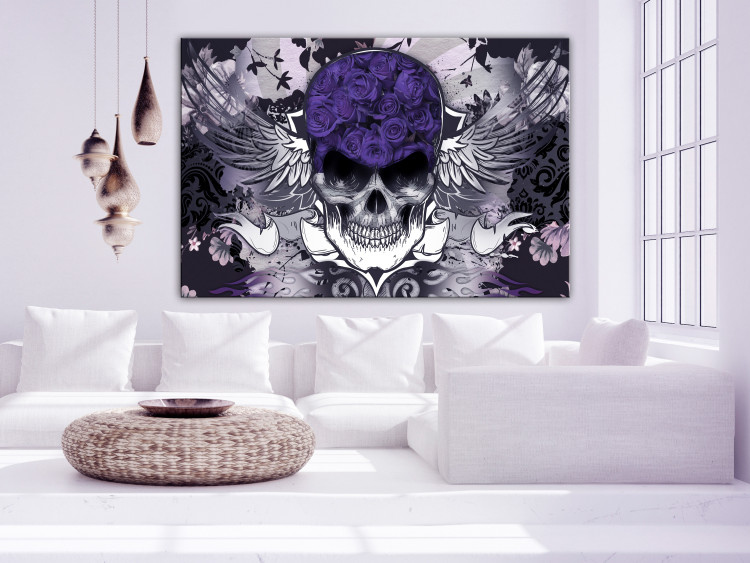 Canvas Print Bad Angel (1-piece) wide - abstraction with skull and flowers 138592 additionalImage 3