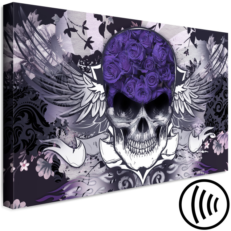 Canvas Print Bad Angel (1-piece) wide - abstraction with skull and flowers 138592 additionalImage 6