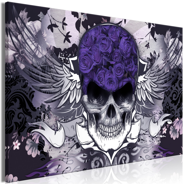 Canvas Print Bad Angel (1-piece) wide - abstraction with skull and flowers 138592 additionalImage 2