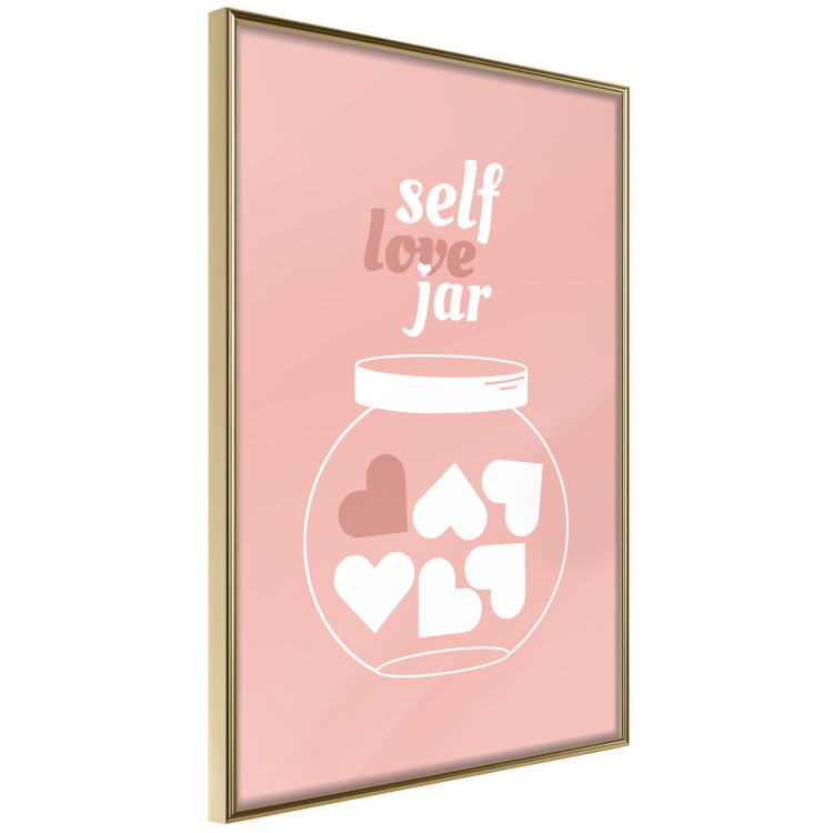 Poster Self Love Jar - jar with hearts and English texts on a pink background 138892 additionalImage 6