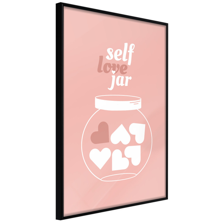 Poster Self Love Jar - jar with hearts and English texts on a pink background 138892 additionalImage 5
