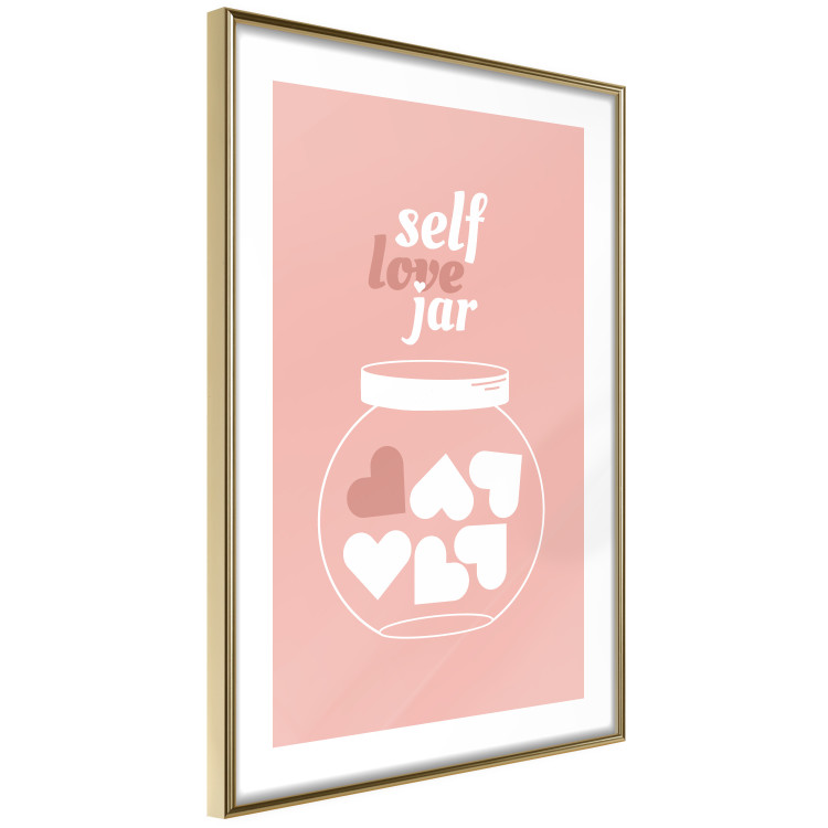 Poster Self Love Jar - jar with hearts and English texts on a pink background 138892 additionalImage 9