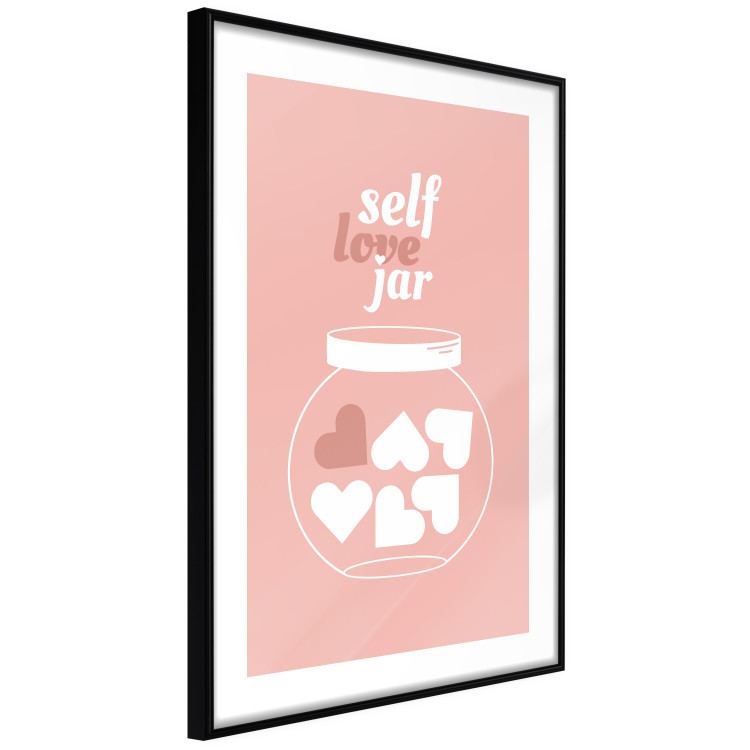 Poster Self Love Jar - jar with hearts and English texts on a pink background 138892 additionalImage 7