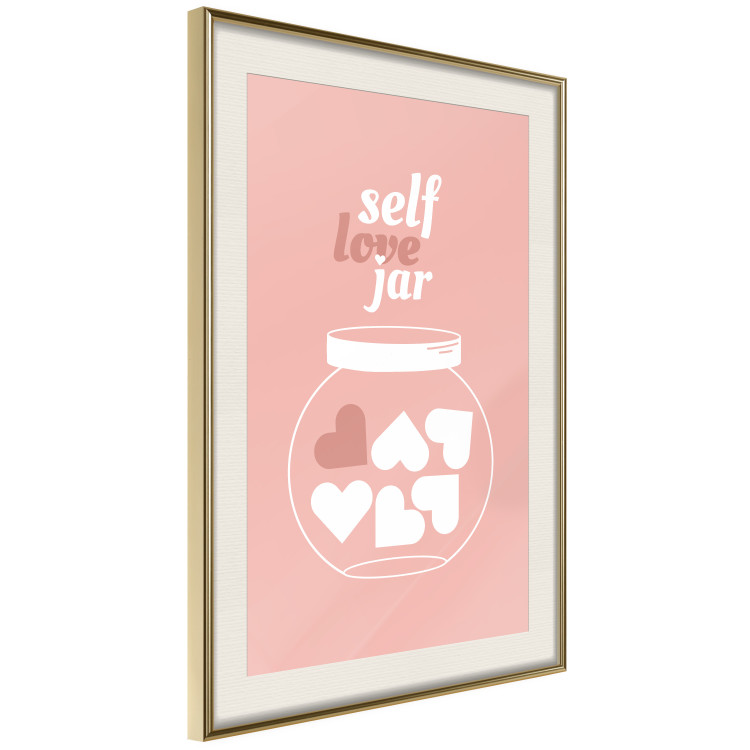 Poster Self Love Jar - jar with hearts and English texts on a pink background 138892 additionalImage 13