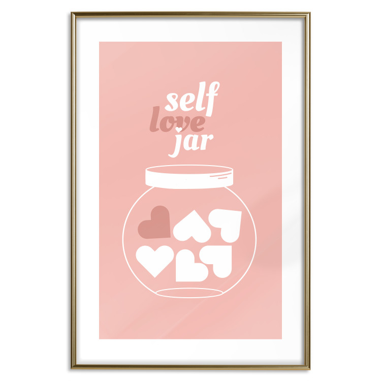 Poster Self Love Jar - jar with hearts and English texts on a pink background 138892 additionalImage 20