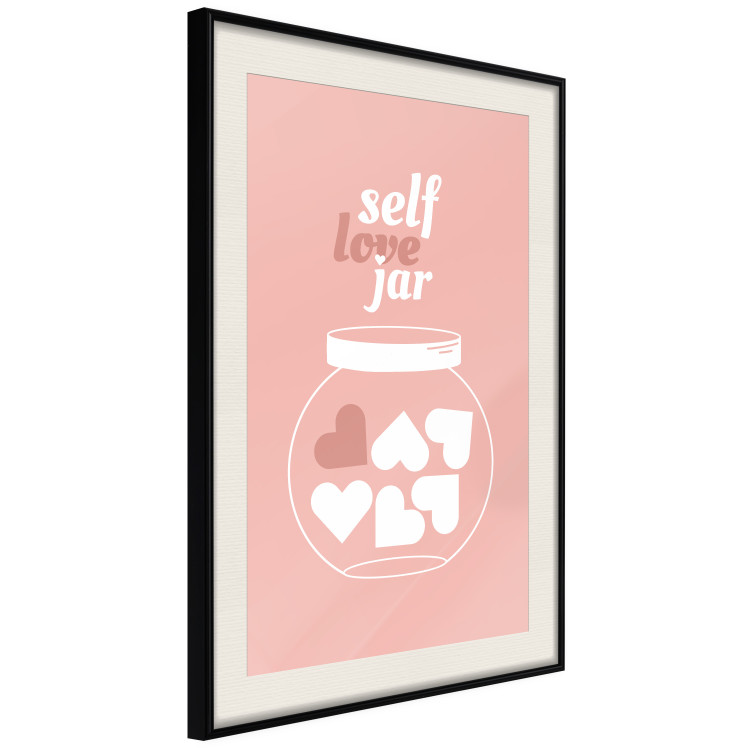 Poster Self Love Jar - jar with hearts and English texts on a pink background 138892 additionalImage 11