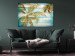 Canvas Palms in Gold (1-piece) - warm landscape with palm trees and boards in the background 142692 additionalThumb 3