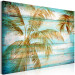 Canvas Palms in Gold (1-piece) - warm landscape with palm trees and boards in the background 142692 additionalThumb 2