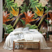 Wall Mural Colourful jungle - landscape with tropical plants motif on black background 143192 additionalThumb 2