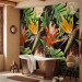 Wall Mural Colourful jungle - landscape with tropical plants motif on black background 143192 additionalThumb 8