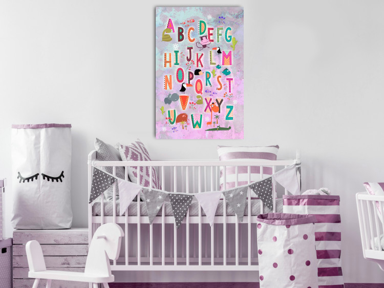 Canvas Happy Alphabet (1-piece) Vertical - colorful letters for children 143492 additionalImage 3