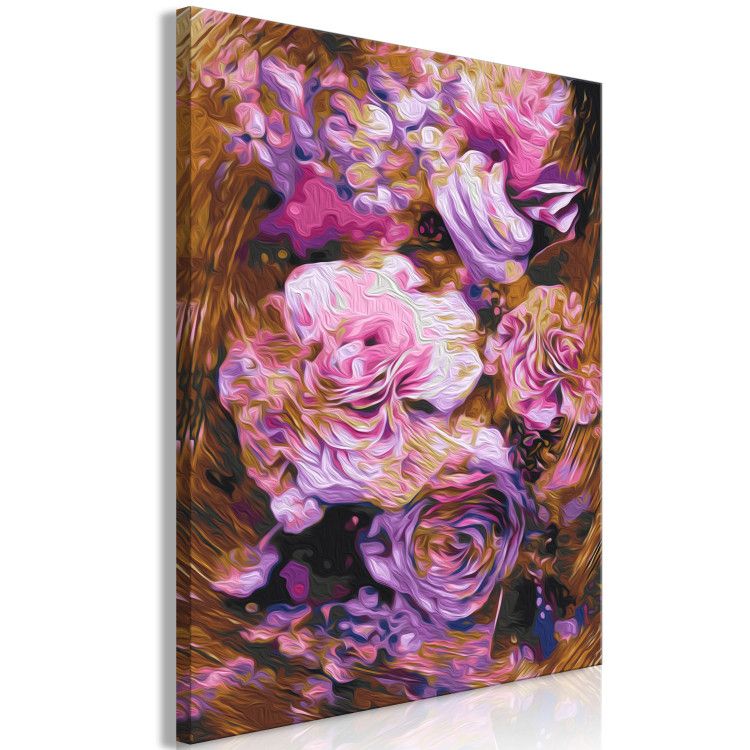 Paint by Number Kit Vintage Bouquet - Violet, Pink and Powdery Flowers on a Brown Background 146192 additionalImage 4