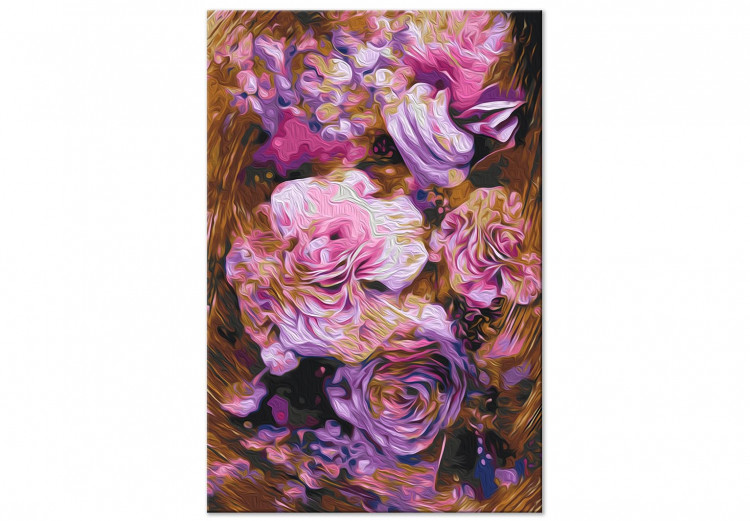 Paint by Number Kit Vintage Bouquet - Violet, Pink and Powdery Flowers on a Brown Background 146192 additionalImage 3