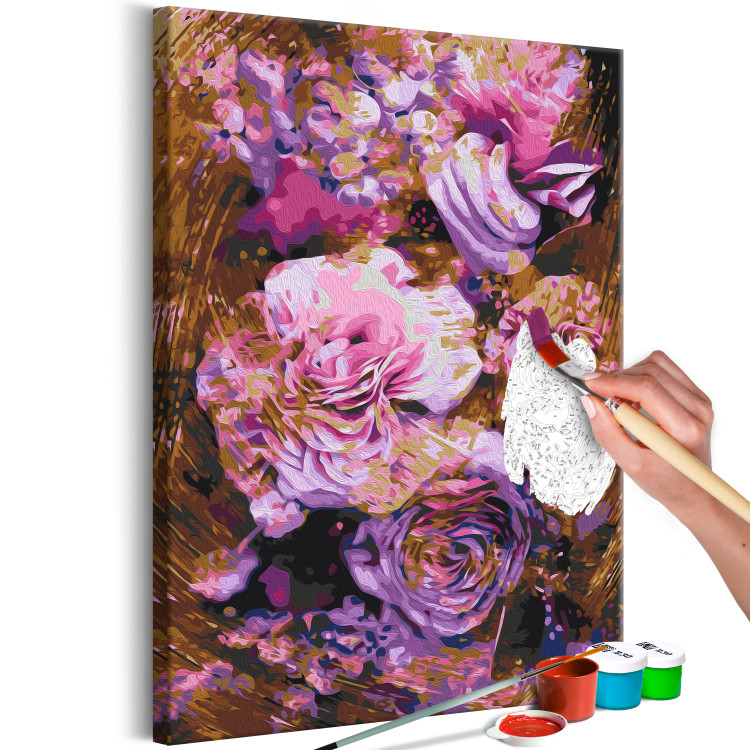Paint by Number Kit Vintage Bouquet - Violet, Pink and Powdery Flowers on a Brown Background 146192 additionalImage 6