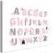 Canvas Art Print English Alphabet for Children - Pink and Gray Letters with Animals 146492 additionalThumb 2