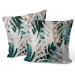 Decorative Velor Pillow Philodendron xanadu - a white and turquoise pattern with exotic leaves 147092 additionalThumb 4
