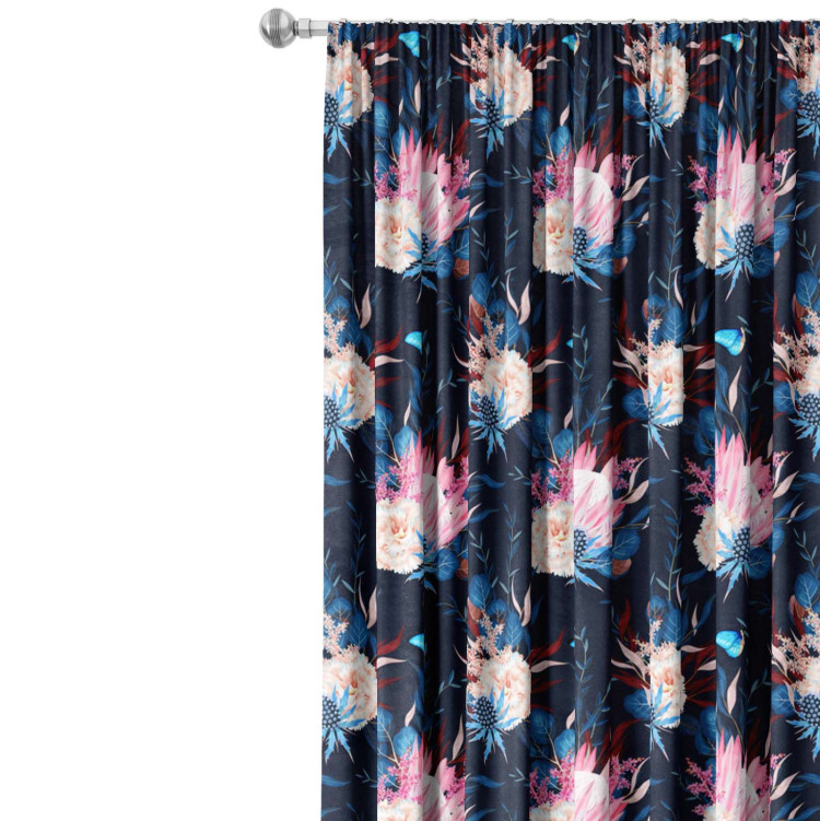 Decorative Curtain Magical meadow - flowers and butterfly composition on dark background 147292 additionalImage 6