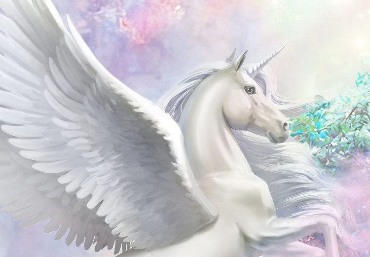 Canvas Unicorn and Magic Tree - Fairy-Tale and Rainbow Land in the Clouds 148792 additionalImage 4
