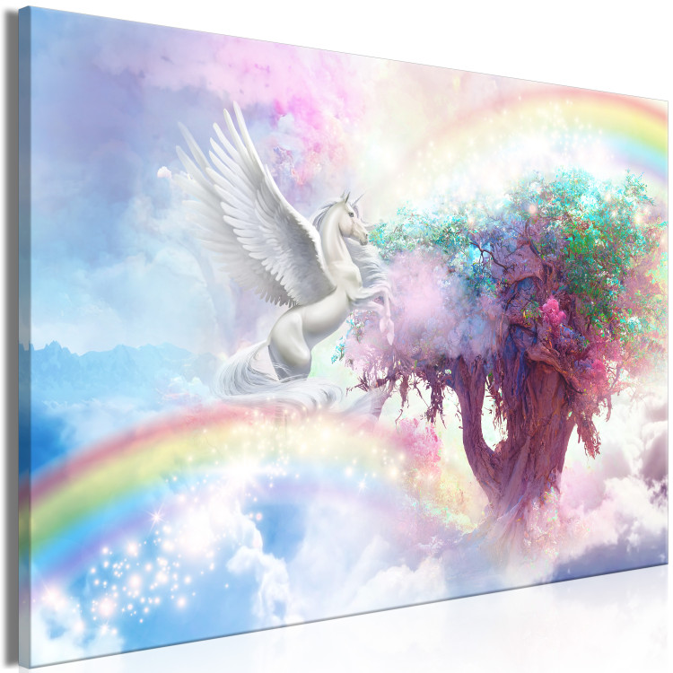 Canvas Unicorn and Magic Tree - Fairy-Tale and Rainbow Land in the Clouds 148792 additionalImage 2