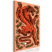 Canvas Print Red Tiger (1-piece) - wild cat in leaves on a salmon background 149692 additionalThumb 2