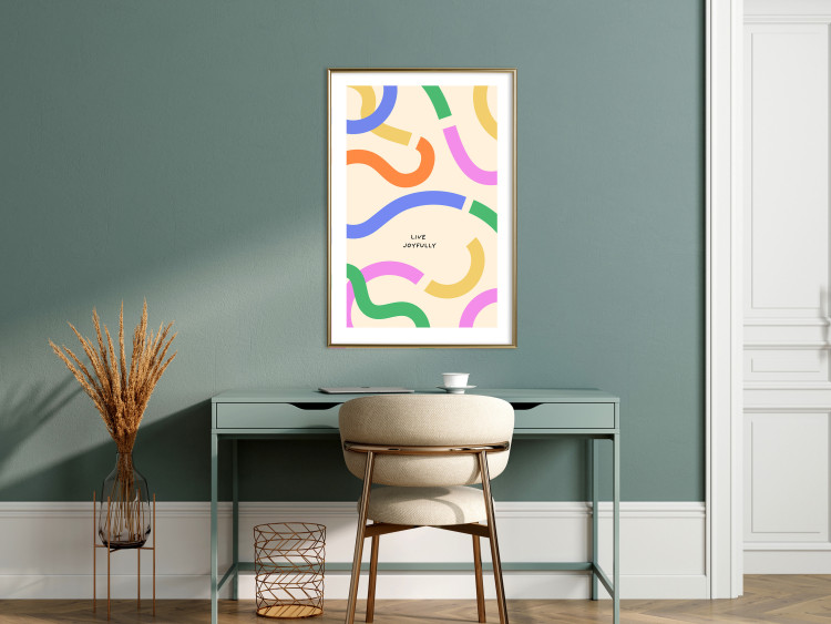 Poster Abstract Shapes - Pastel Waves Scattered on a Beige Background 149892 additionalImage 18
