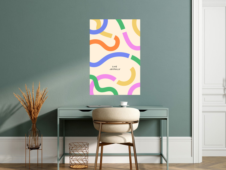 Poster Abstract Shapes - Pastel Waves Scattered on a Beige Background 149892 additionalImage 10
