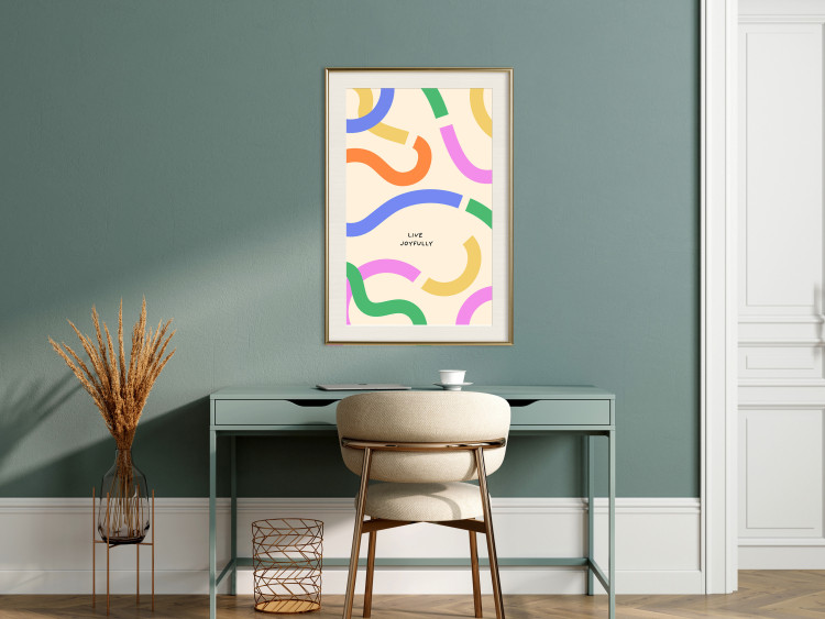 Poster Abstract Shapes - Pastel Waves Scattered on a Beige Background 149892 additionalImage 20