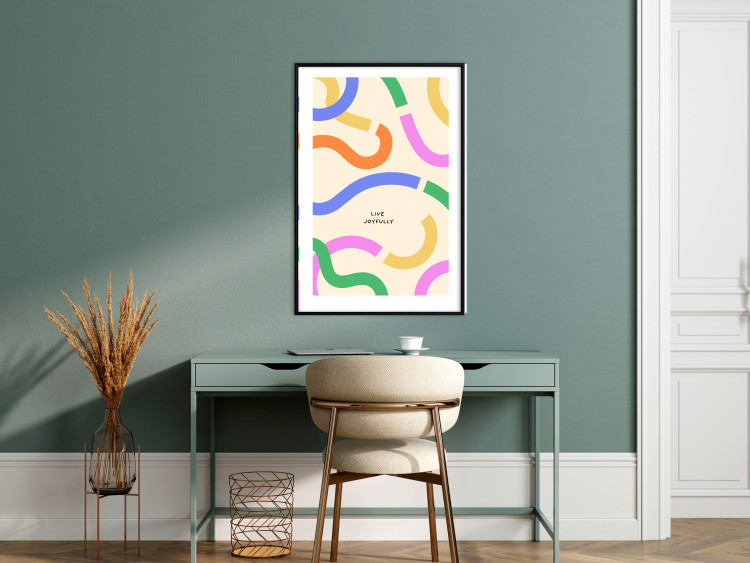 Poster Abstract Shapes - Pastel Waves Scattered on a Beige Background 149892 additionalImage 16