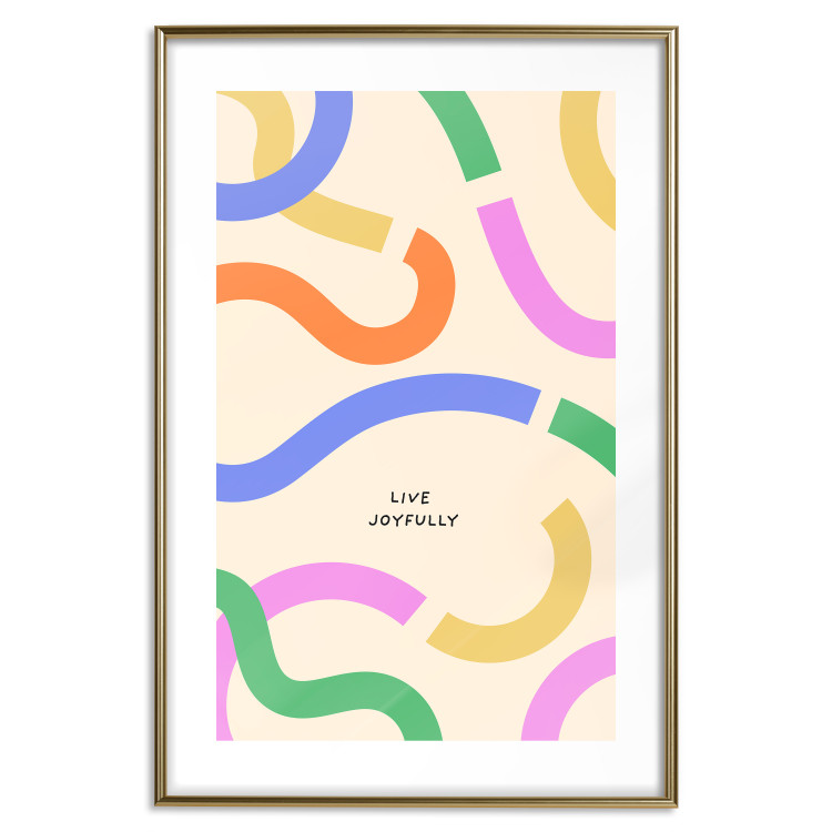 Poster Abstract Shapes - Pastel Waves Scattered on a Beige Background 149892 additionalImage 25