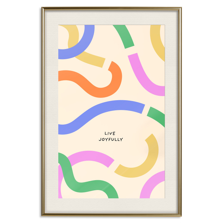 Poster Abstract Shapes - Pastel Waves Scattered on a Beige Background 149892 additionalImage 27