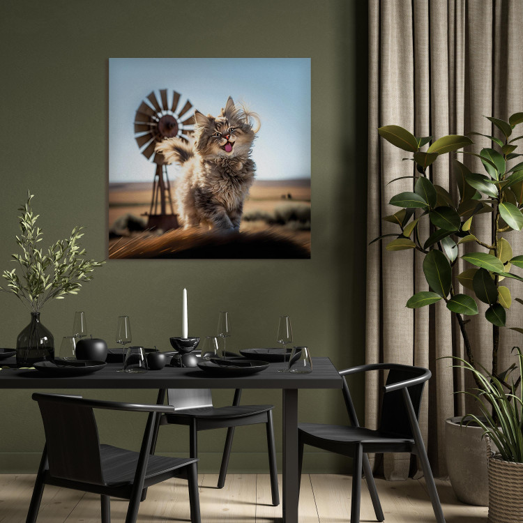 Canvas AI Maine Coon Cat - Smiling Fluffy Animal in Don Quixote Style - Square 150192 additionalImage 5