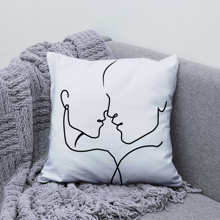 Decorative Microfiber Pillow Line Sensitivity - Minimalist Black and White Composition 151292 additionalImage 5
