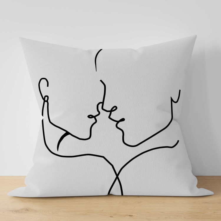 Decorative Microfiber Pillow Line Sensitivity - Minimalist Black and White Composition 151292 additionalImage 4