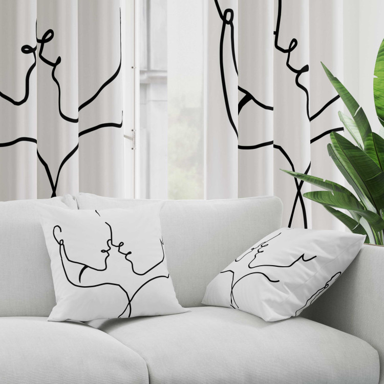 Decorative Microfiber Pillow Line Sensitivity - Minimalist Black and White Composition 151292 additionalImage 2