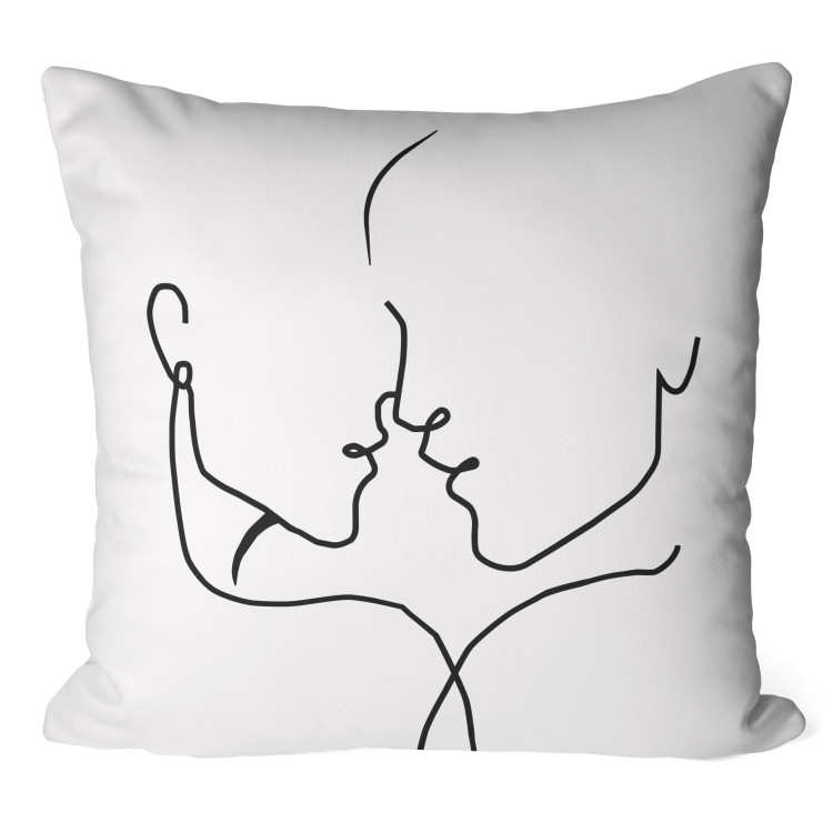 Decorative Microfiber Pillow Line Sensitivity - Minimalist Black and White Composition 151292
