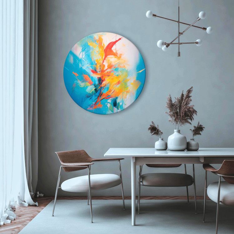 Round Canvas Dance of Colors - Colorful Abstract Composition With Predominance of Blues 151592 additionalImage 2