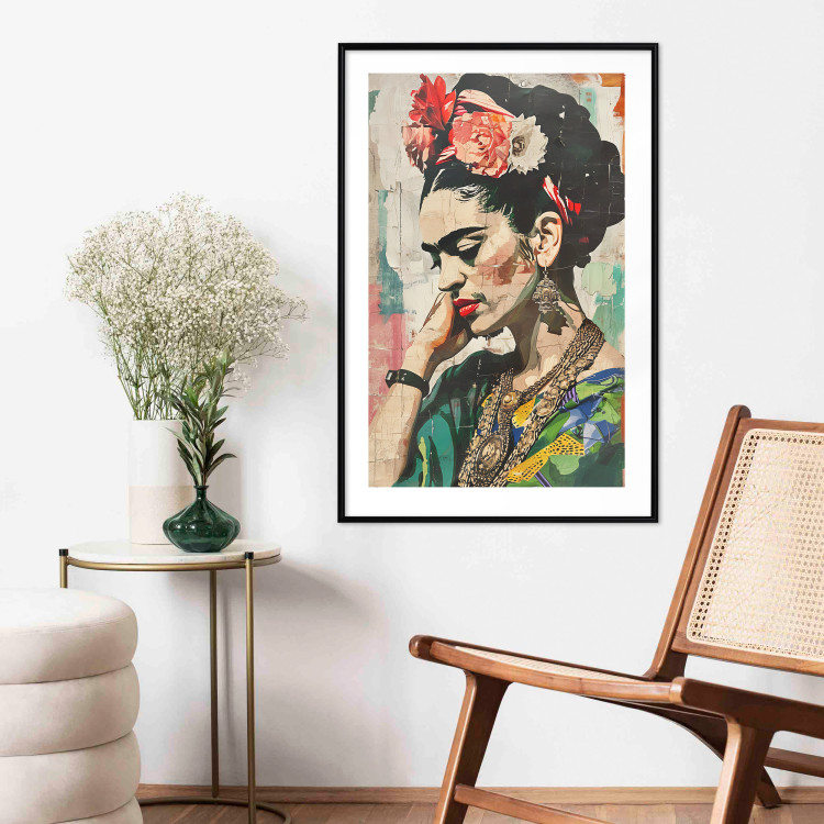Wall Poster Portrait in Profile - Frida Kahlo Against a Cracked Wall 152192 additionalImage 12
