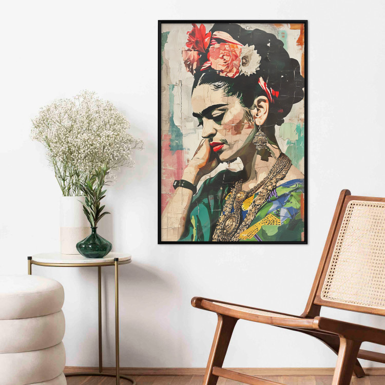 Wall Poster Portrait in Profile - Frida Kahlo Against a Cracked Wall 152192 additionalImage 9