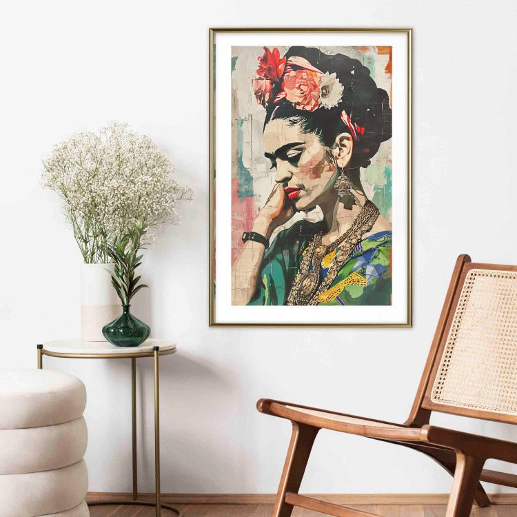 Wall Poster Portrait in Profile - Frida Kahlo Against a Cracked Wall 152192 additionalImage 13