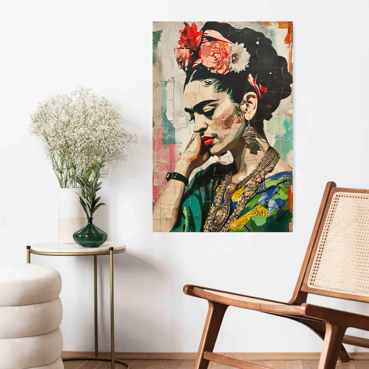 Wall Poster Portrait in Profile - Frida Kahlo Against a Cracked Wall 152192 additionalImage 10
