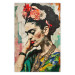 Wall Poster Portrait in Profile - Frida Kahlo Against a Cracked Wall 152192