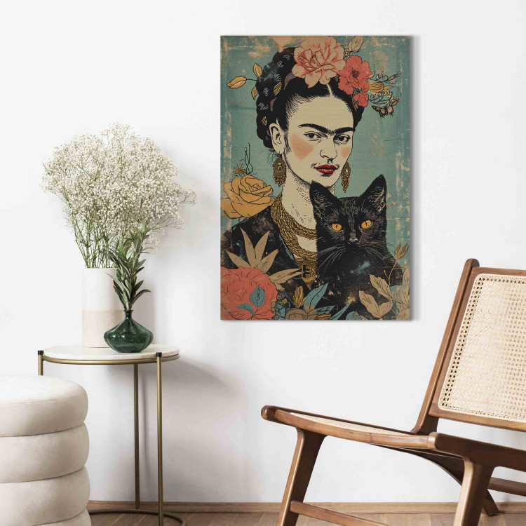 Canvas Print Frida Kahlo - A Portrait of the Japanese-Inspired Painter 152292 additionalImage 3