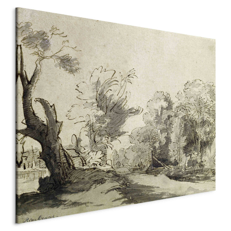 Art Reproduction Landscape with a path, an almost dead tree on the left and a footbridge leading to a farm on the right 154592 additionalImage 2