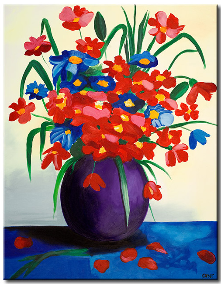 Canvas Art Print Bouquet in a Purple Vase (1-piece) - colourful floral motif 47492