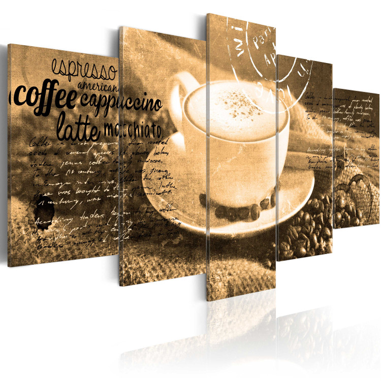 Canvas Art Print Coffe, Espresso, Cappuccino, Latte machiato ... - sepia 50492 additionalImage 2
