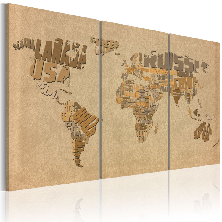 Canvas Print Old map of the World - triptych 55392 additionalImage 2