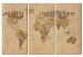 Canvas Print Old map of the World - triptych 55392
